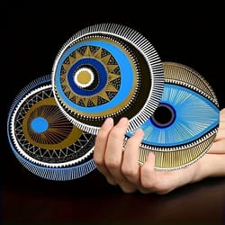 6-piece evil eye wooden coaster set – modern insulated coffee cup mats for home decor