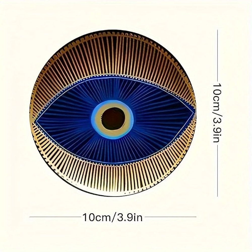 6Piece Evil Eye Wooden Coaster Set Modern Insulated Coffee Cup Mats For Home Decor 3