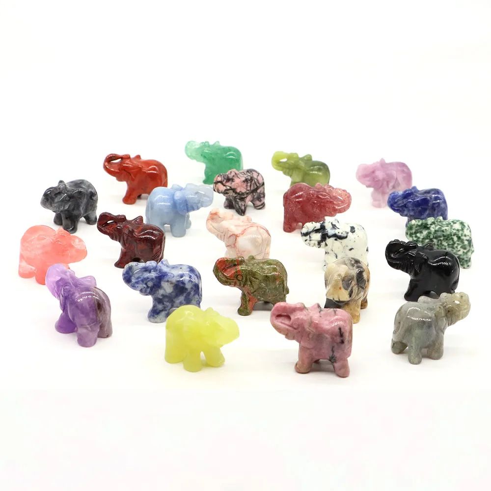 Mini Elephant Crystal Figurine Natural Healing Stone Animal Statue For Home Decor 3