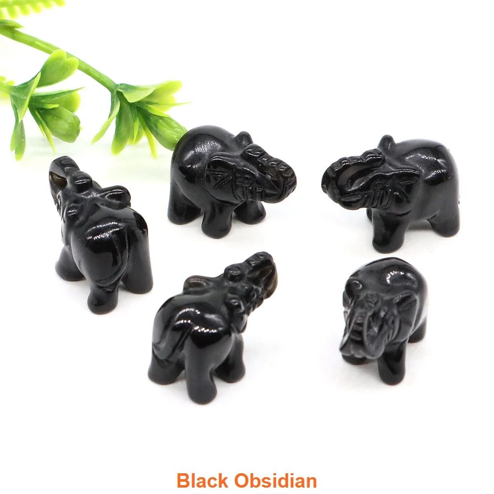 Mini Elephant Crystal Figurine Natural Healing Stone Animal Statue For Home Decor 8