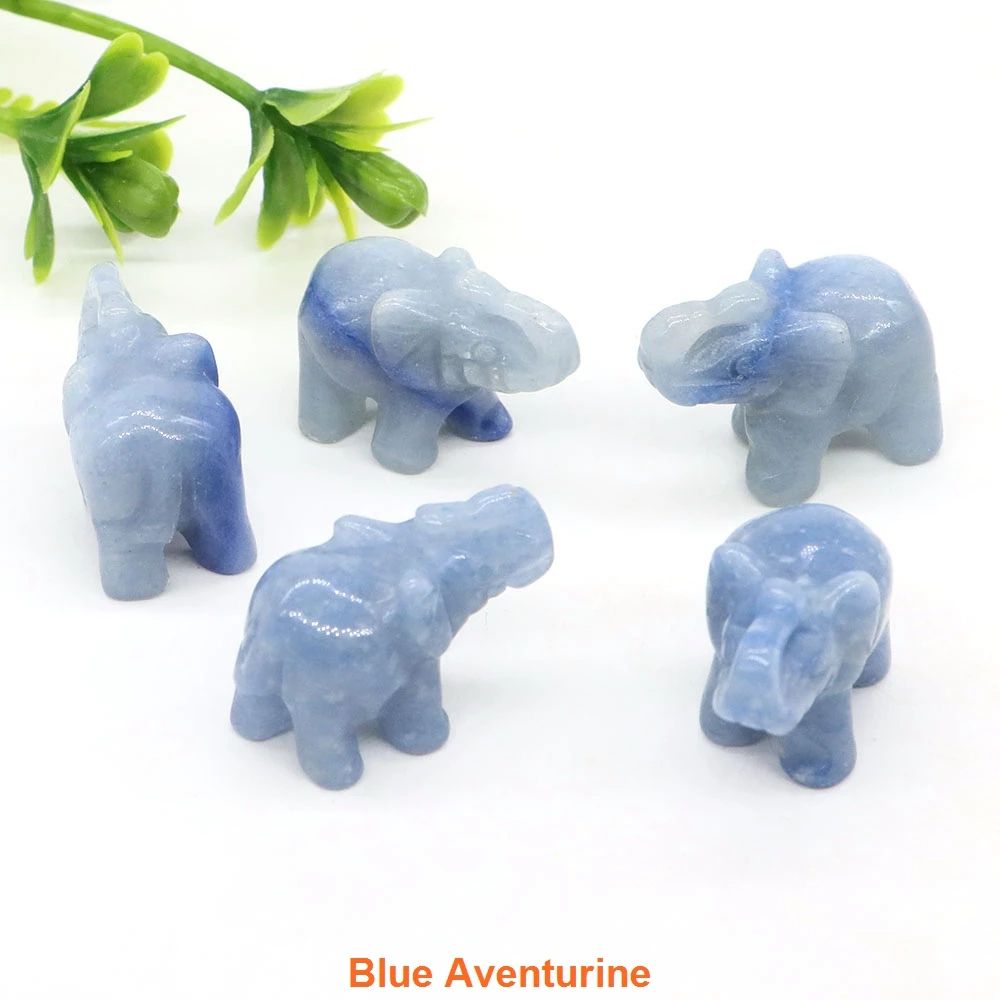 Mini Elephant Crystal Figurine Natural Healing Stone Animal Statue For Home Decor 9