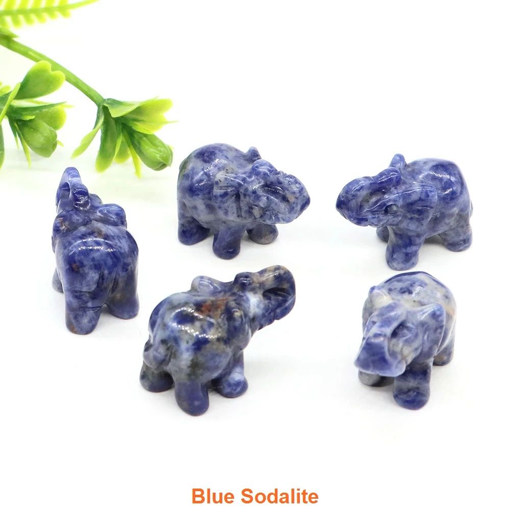 Mini Elephant Crystal Figurine Natural Healing Stone Animal Statue For Home Decor 10