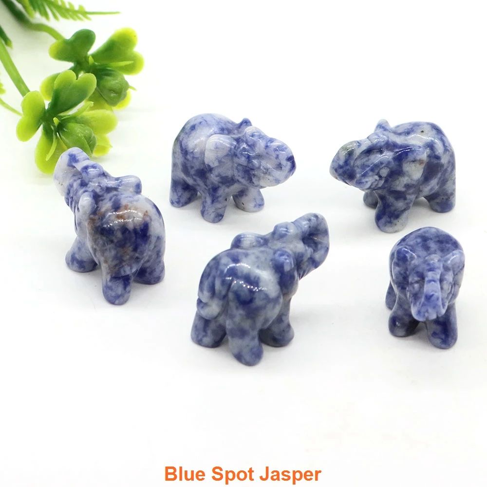 Mini Elephant Crystal Figurine Natural Healing Stone Animal Statue For Home Decor 11