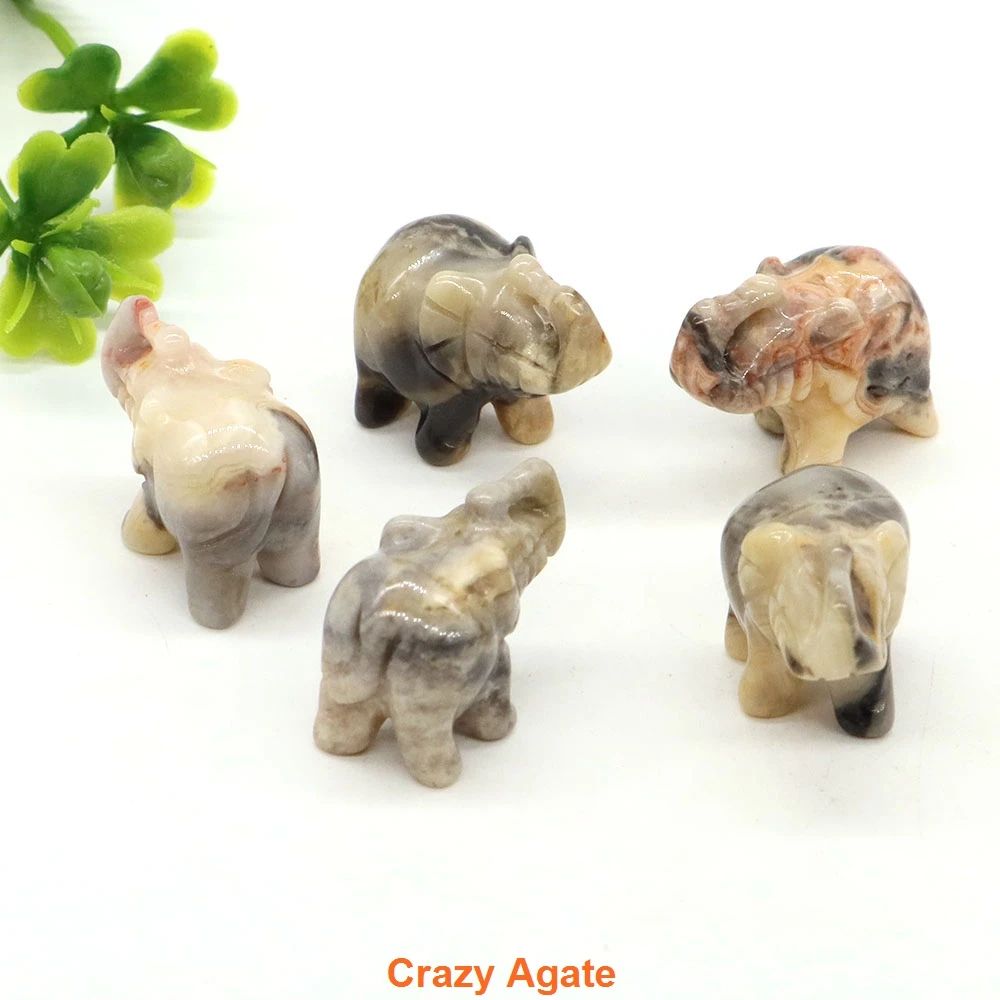Mini Elephant Crystal Figurine Natural Healing Stone Animal Statue For Home Decor 15
