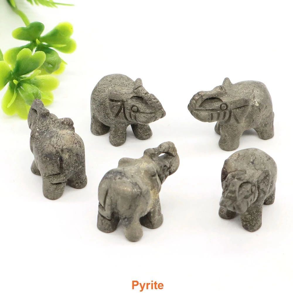 Mini Elephant Crystal Figurine Natural Healing Stone Animal Statue For Home Decor 27