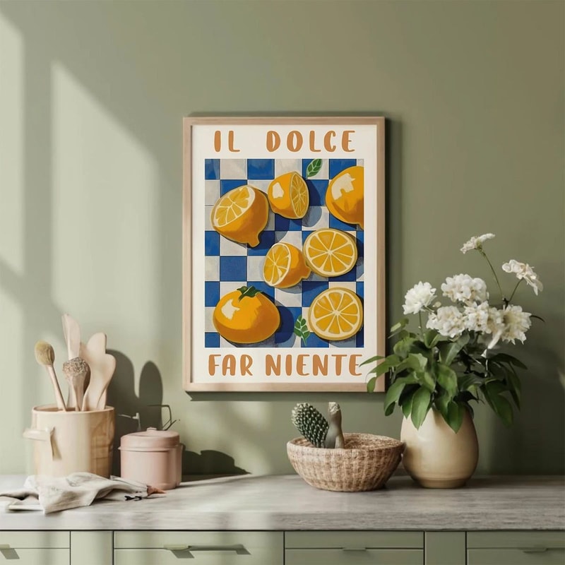 Italian Lemon Tree Canvas Wall Art Cottagecore Landscape Poster For Spring Home Decor 2
