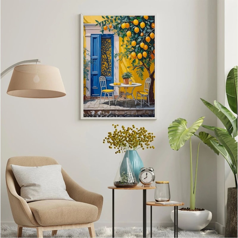 Italian Lemon Tree Canvas Wall Art Cottagecore Landscape Poster For Spring Home Decor 3