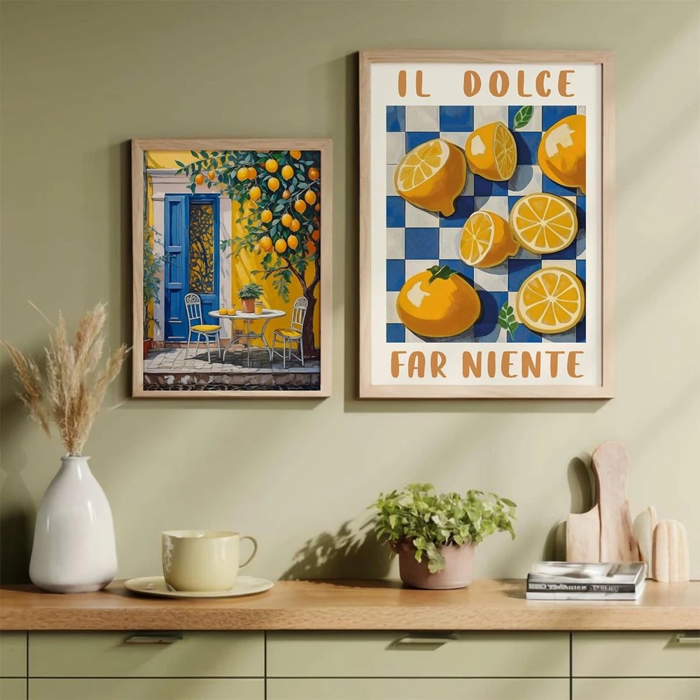 Italian Lemon Tree Canvas Wall Art Cottagecore Landscape Poster For Spring Home Decor 0
