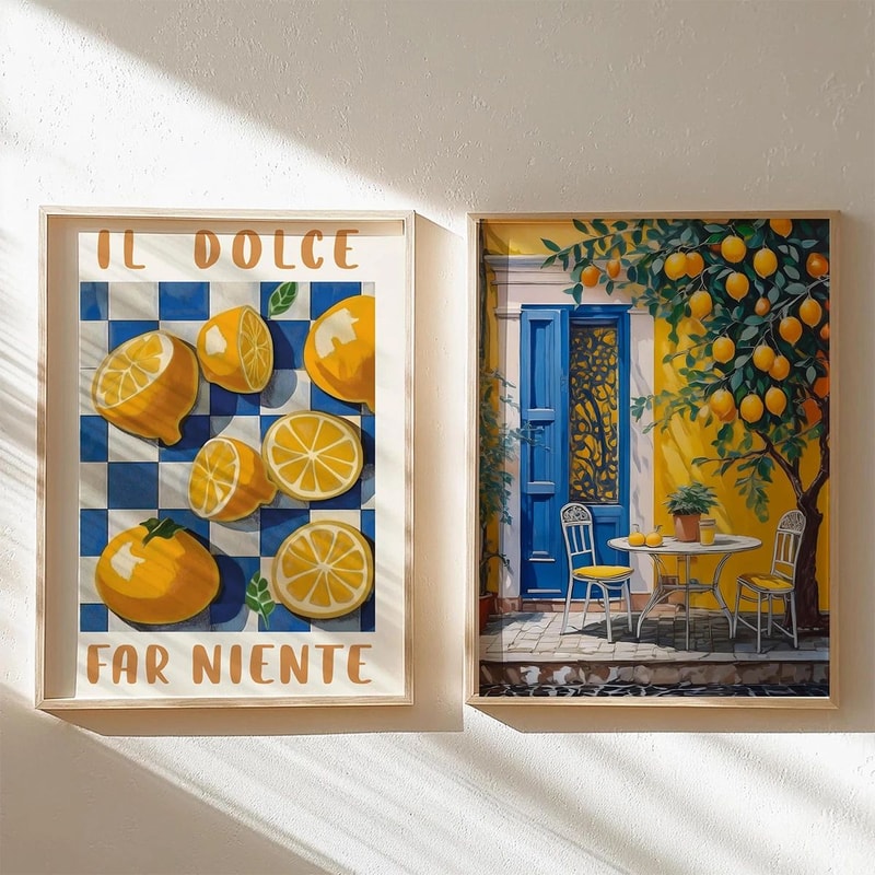 Italian Lemon Tree Canvas Wall Art Cottagecore Landscape Poster For Spring Home Decor 4