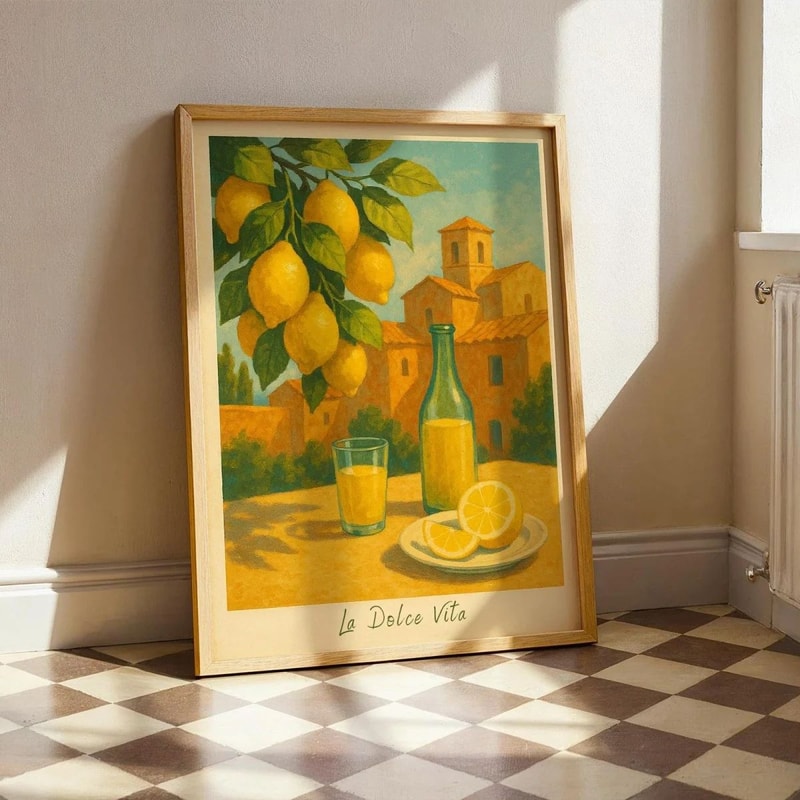 Italian Lemon Tree Canvas Wall Art Cottagecore Landscape Poster For Spring Home Decor 11