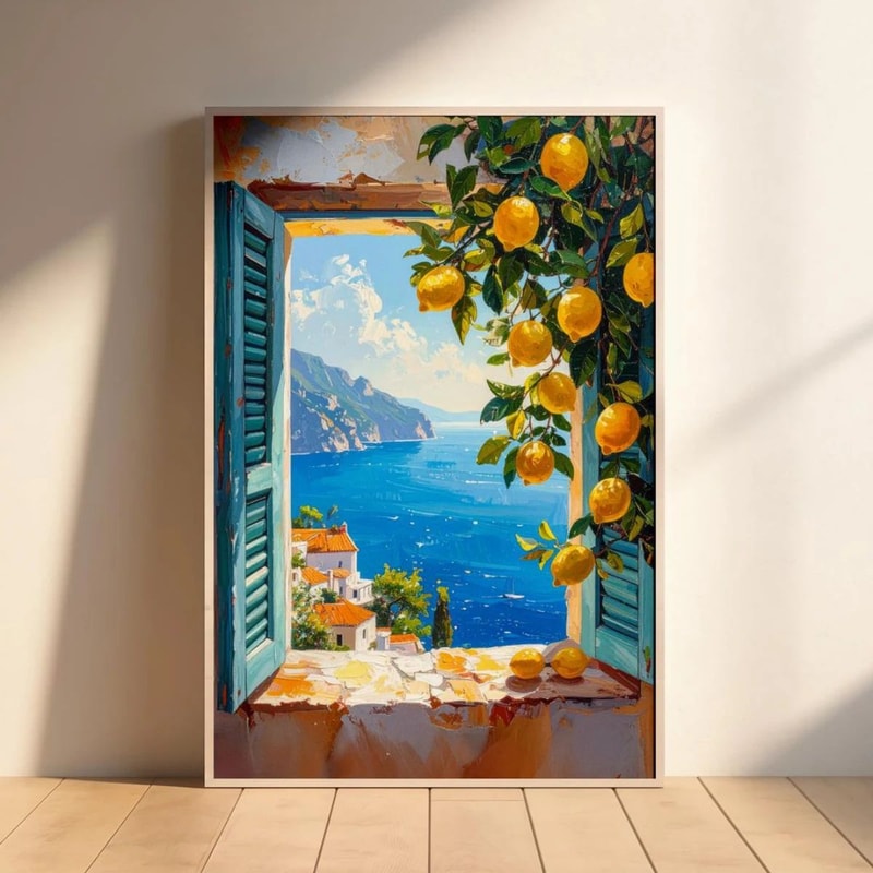 Italian Lemon Tree Canvas Wall Art Cottagecore Landscape Poster For Spring Home Decor 18