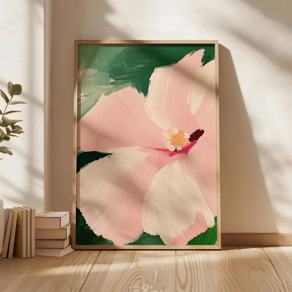 Retro Beige Floral Canvas Wall Art Minimalist Botanical Line Print For Modern Home Decor 1