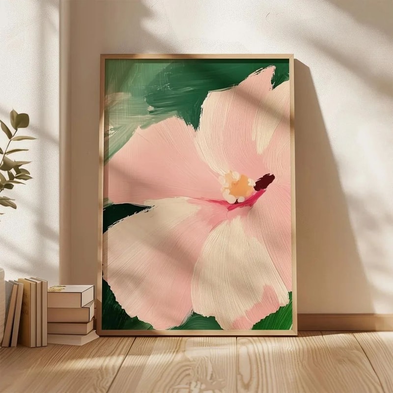 Retro Beige Floral Canvas Wall Art Minimalist Botanical Line Print For Modern Home Decor 1