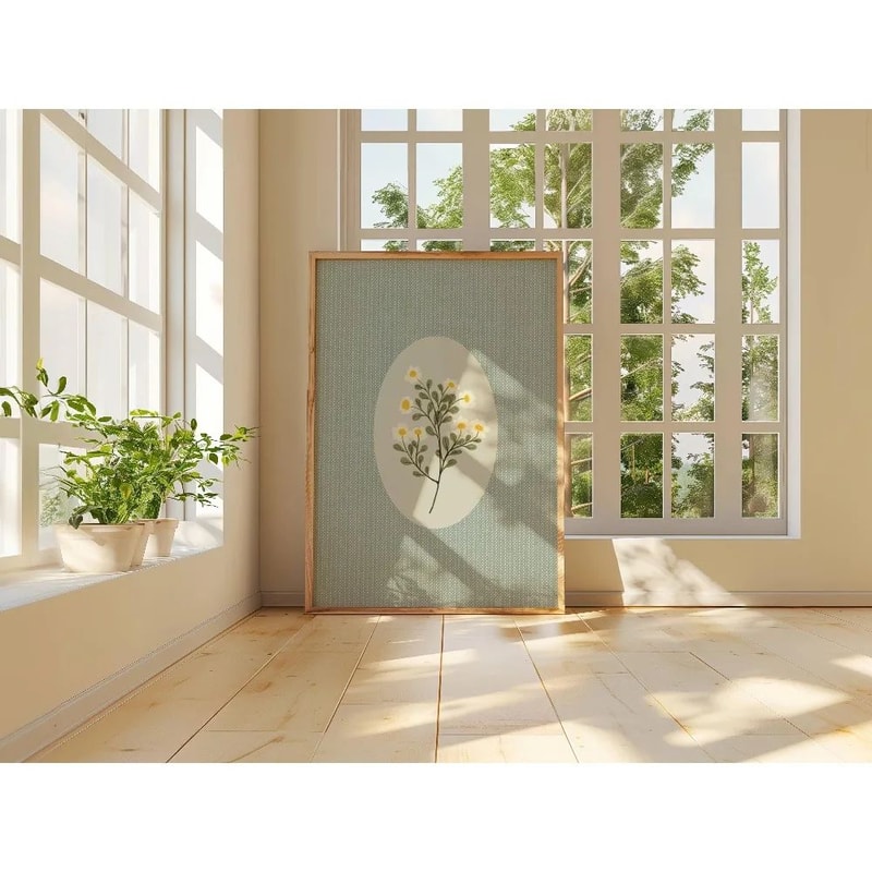 Retro Beige Floral Canvas Wall Art Minimalist Botanical Line Print For Modern Home Decor 13