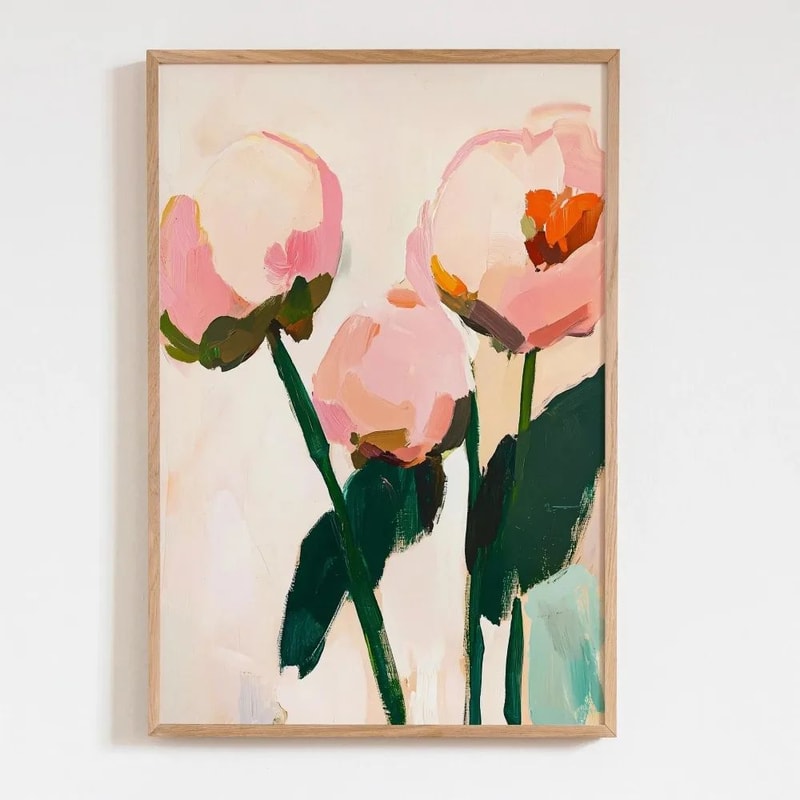 Retro Beige Floral Canvas Wall Art Minimalist Botanical Line Print For Modern Home Decor 16