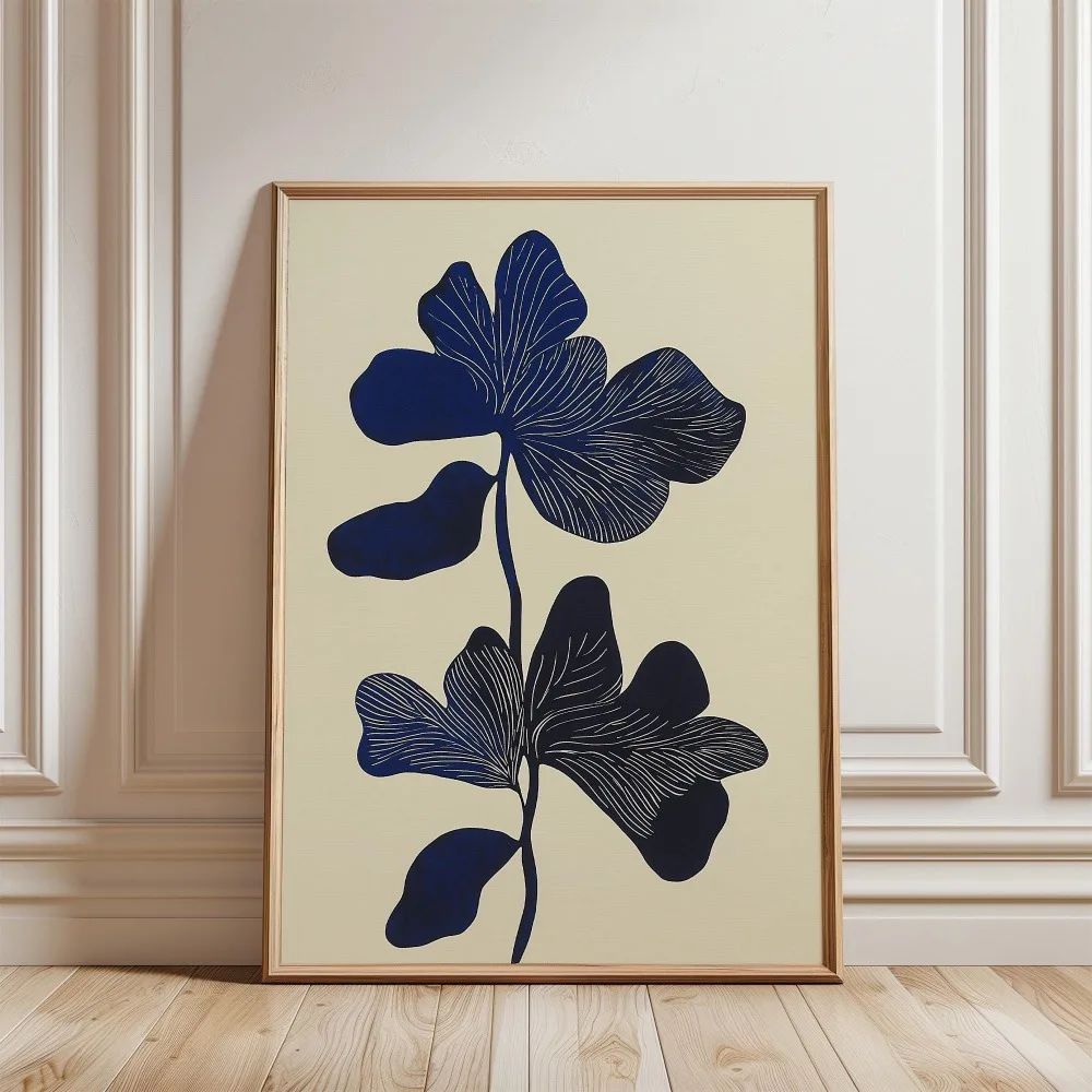 Retro Beige Floral Canvas Wall Art Minimalist Botanical Line Print For Modern Home Decor 22