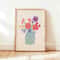 Retro Beige Floral Canvas Wall Art Minimalist Botanical Line Print For Modern Home Decor 25