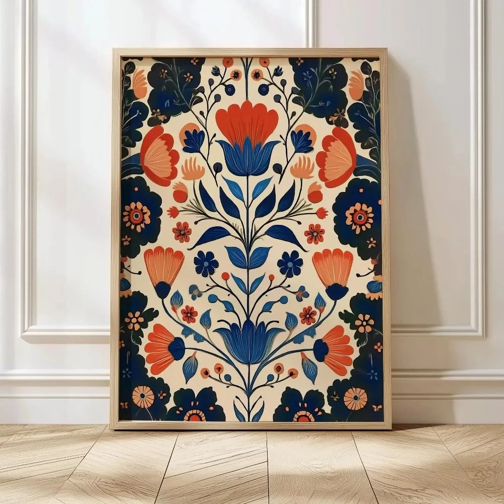 Retro Beige Floral Canvas Wall Art Minimalist Botanical Line Print For Modern Home Decor 26