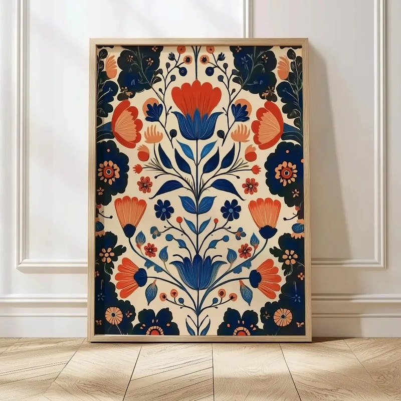 Retro Beige Floral Canvas Wall Art Minimalist Botanical Line Print For Modern Home Decor 26