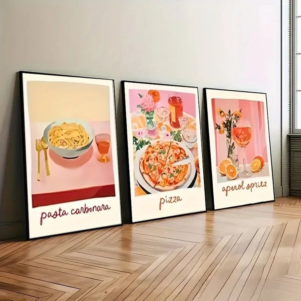 Aperol Spritz Cocktail Canvas Wall Art Italian Pizza Wine Negroni Kitchen Poster 2