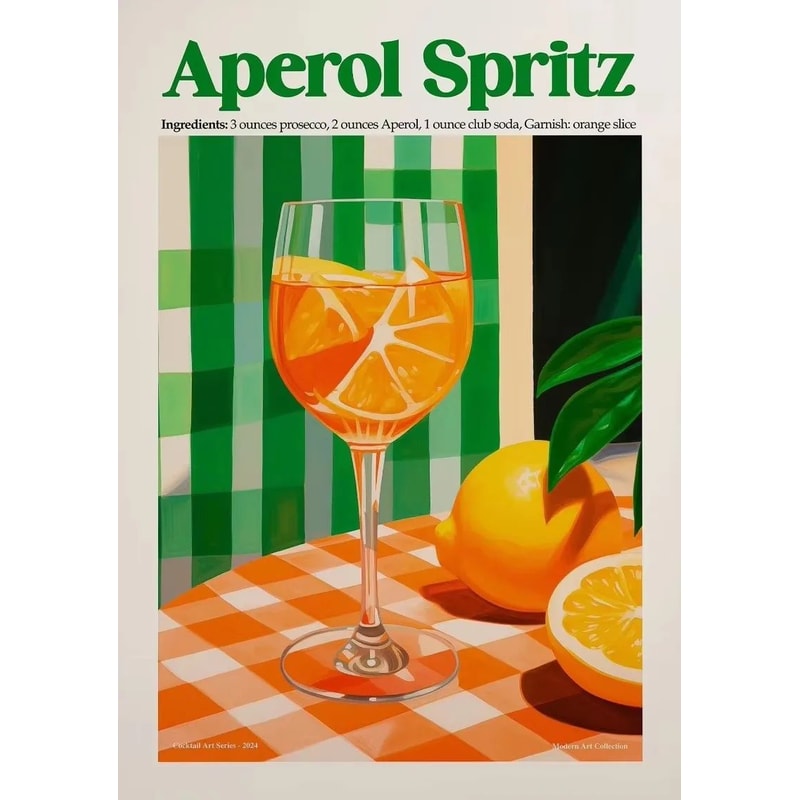Aperol Spritz Cocktail Canvas Wall Art Italian Pizza Wine Negroni Kitchen Poster 6