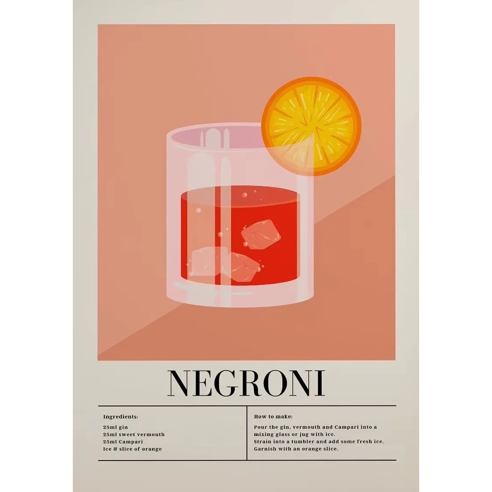 Aperol Spritz Cocktail Canvas Wall Art Italian Pizza Wine Negroni Kitchen Poster 9