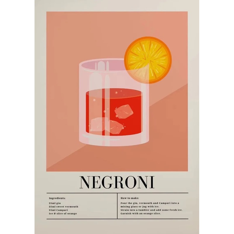 Aperol Spritz Cocktail Canvas Wall Art Italian Pizza Wine Negroni Kitchen Poster 9