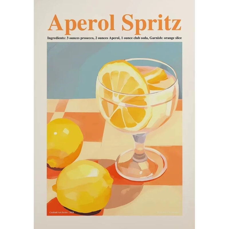 Aperol Spritz Cocktail Canvas Wall Art Italian Pizza Wine Negroni Kitchen Poster 23