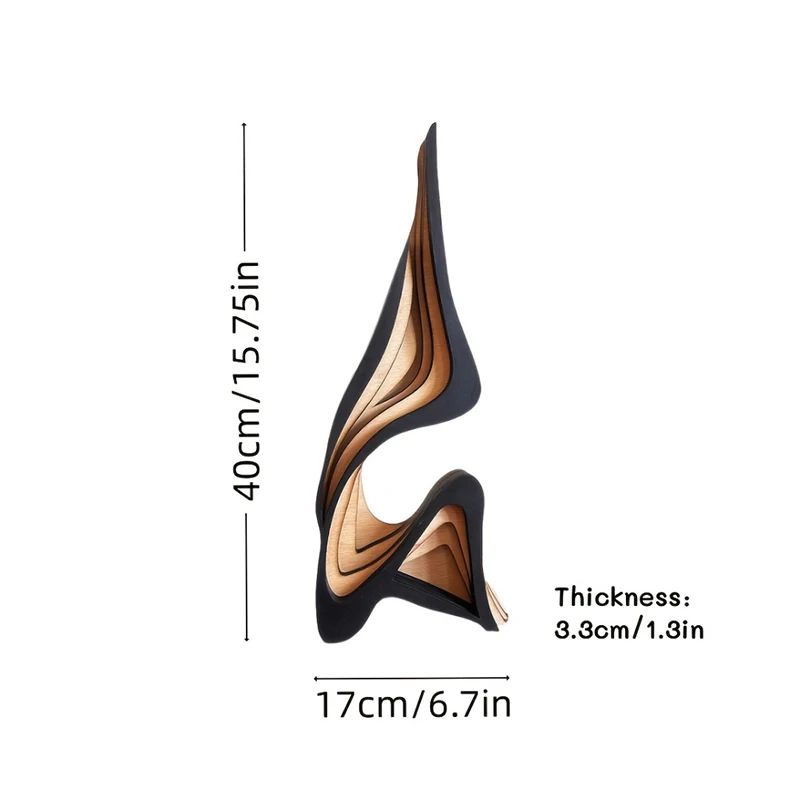 Abstract Wooden Curved Sculpture Decor Modern Irregular Desktop Bookshelf Ornament 4