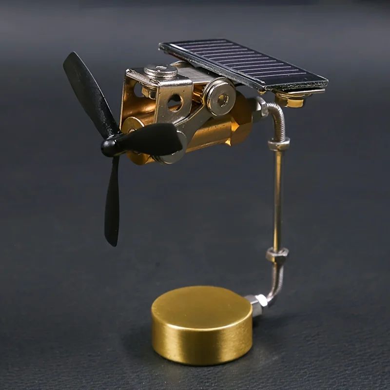 Solar Powered Copper Windmill Ornament Educational Metal Science Puzzle Decor 0