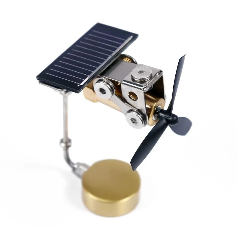 Solar Powered Copper Windmill Ornament Educational Metal Science Puzzle Decor 2