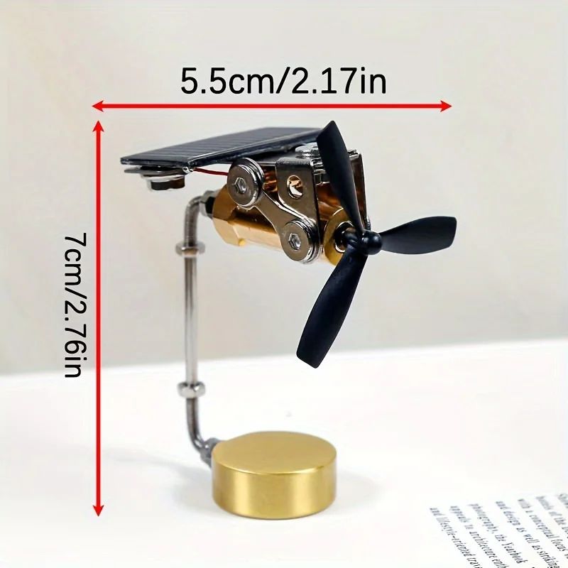 Solar Powered Copper Windmill Ornament Educational Metal Science Puzzle Decor 5