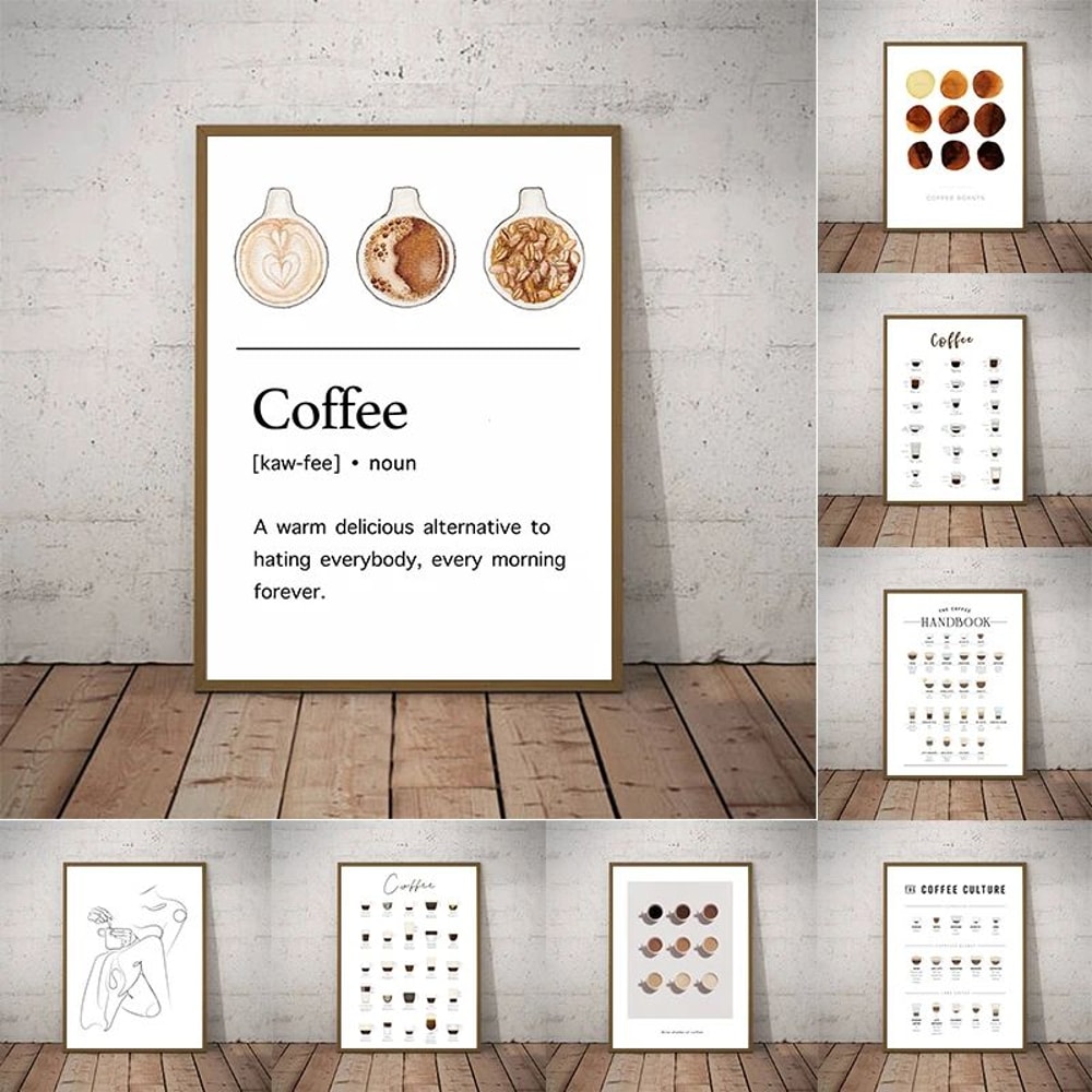 Coffee Guide Canvas Wall Art Modern Cafe Menu Poster For Kitchen Coffee Bar Decor 0