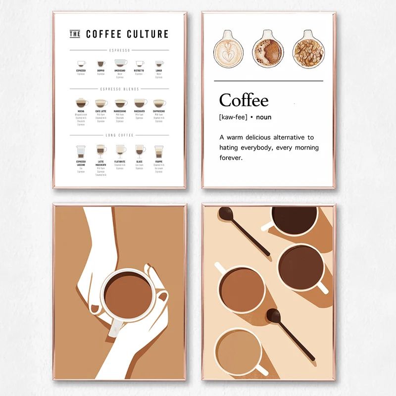 Coffee Guide Canvas Wall Art Modern Cafe Menu Poster For Kitchen Coffee Bar Decor 4