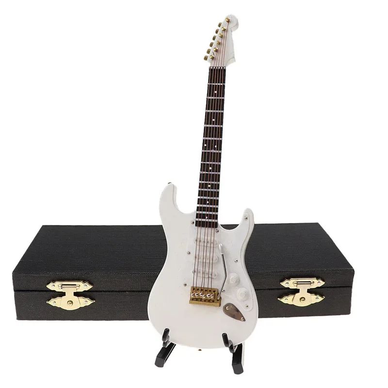 Mini Electric Guitar Model Ornament Wooden Musical Instrument Collectible Decor 8