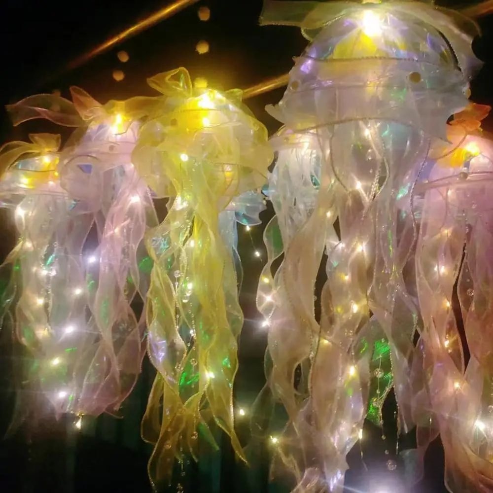 DIY Jellyfish Night Light Portable Ocean LED Hanging Lamp For Bedroom Party Decor 5