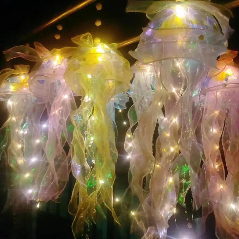 DIY Jellyfish Night Light Portable Ocean LED Hanging Lamp For Bedroom Party Decor 5