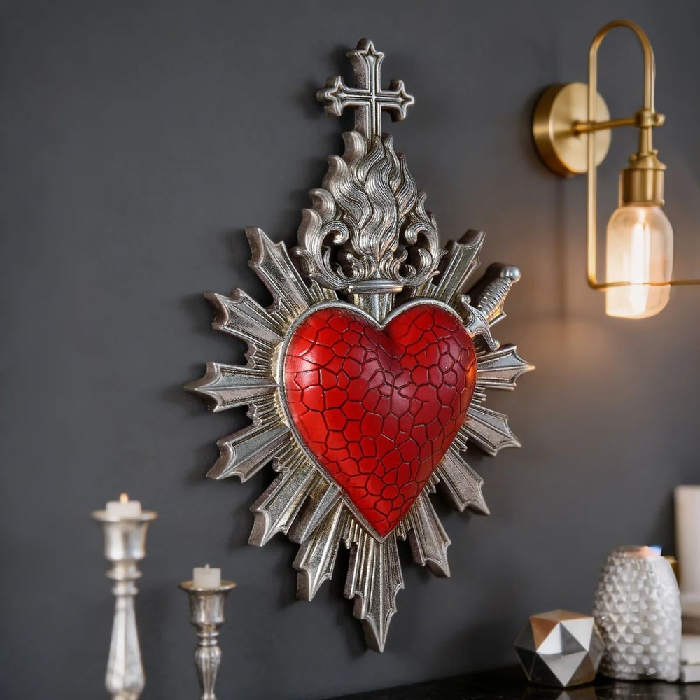 Heart Flame Arrow Resin Wall Pendant Modern Romantic Decorative Hanging Ornament 2