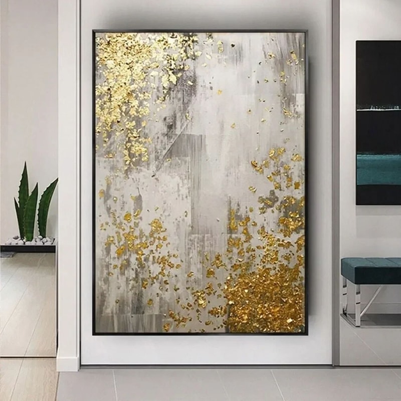 Abstract Gold Texture Canvas Wall Art Handmade Minimalist Oil Painting For Living Room Decor 13
