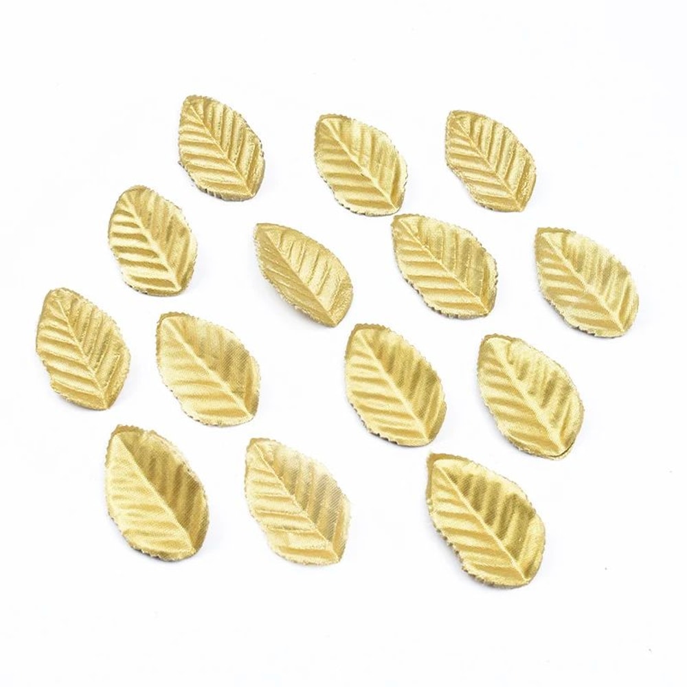 100pcs Golden Silk Leaf Decorations Artificial Christmas Wedding Craft Leaves 4