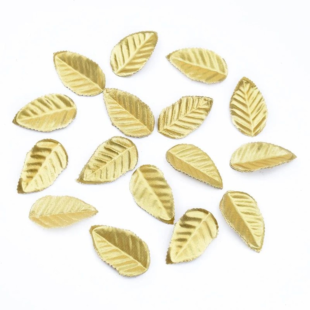 100pcs Golden Silk Leaf Decorations Artificial Christmas Wedding Craft Leaves 5