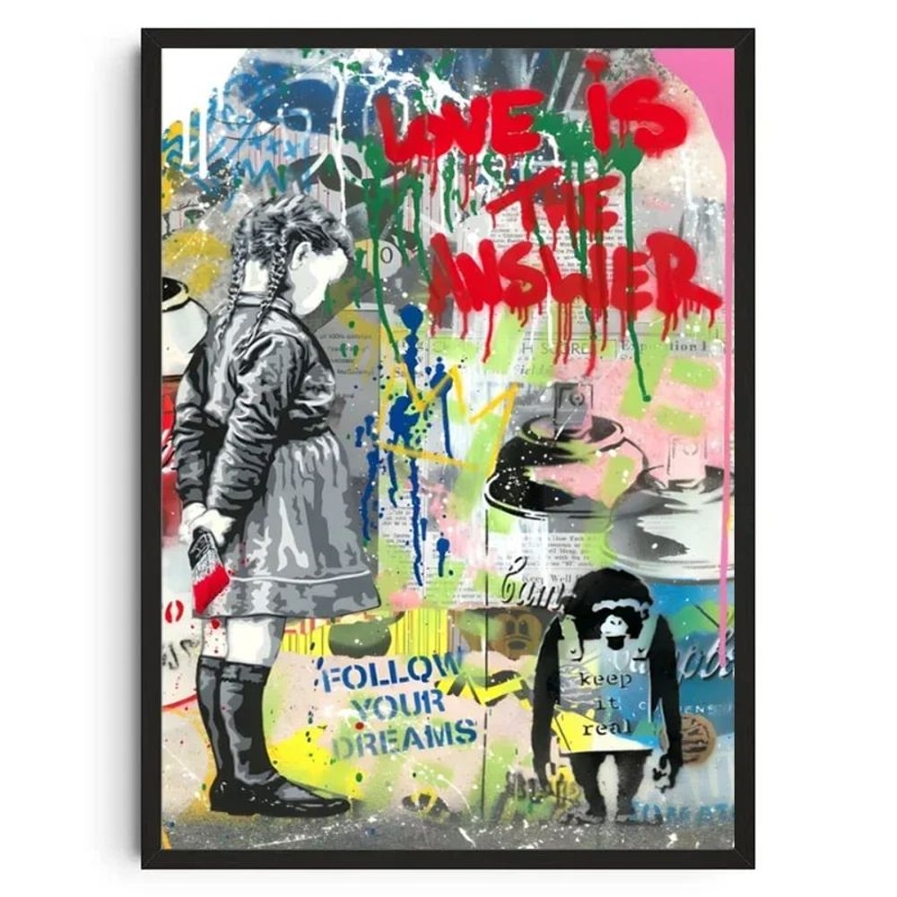 Banksy Inspired Graffiti Canvas Wall Art Modern Street Art Poster For Living Room Decor 12