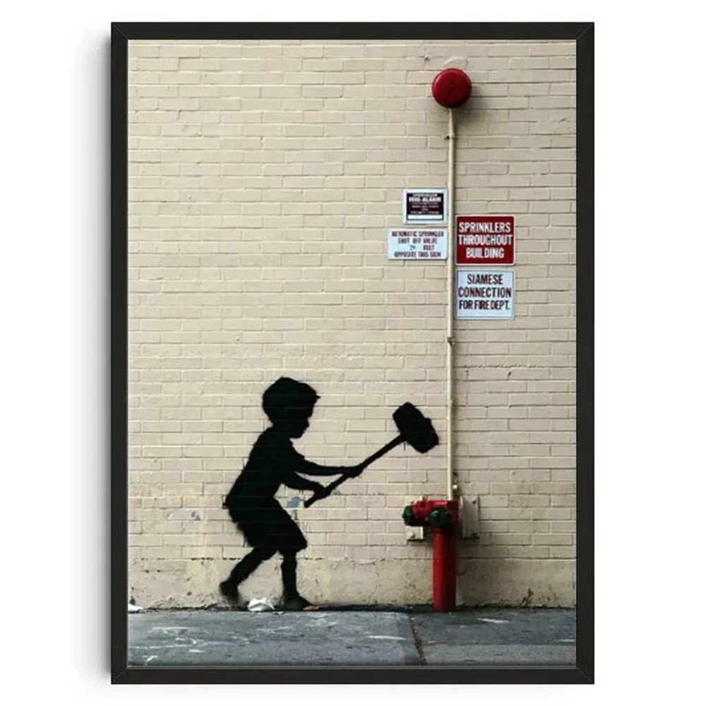 Banksy Inspired Graffiti Canvas Wall Art Modern Street Art Poster For Living Room Decor 16