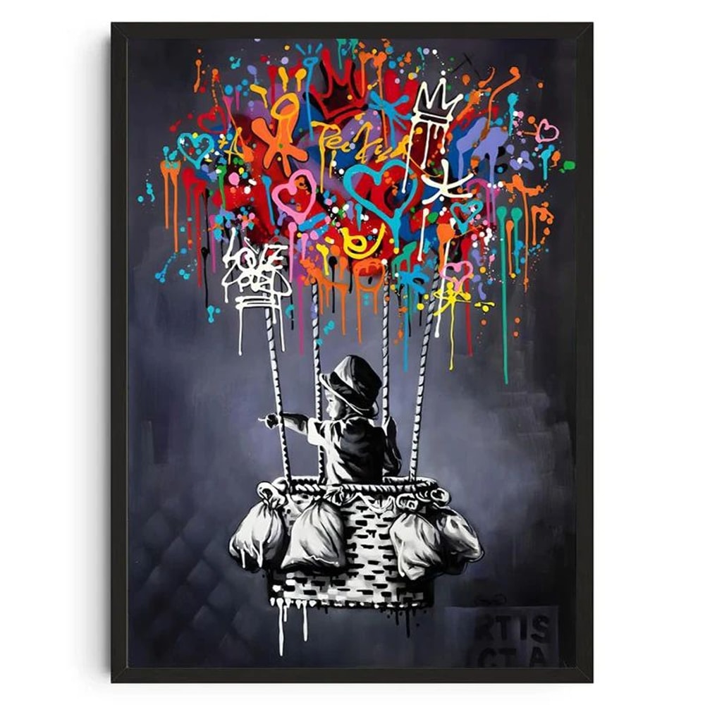 Banksy Inspired Graffiti Canvas Wall Art Modern Street Art Poster For Living Room Decor 18