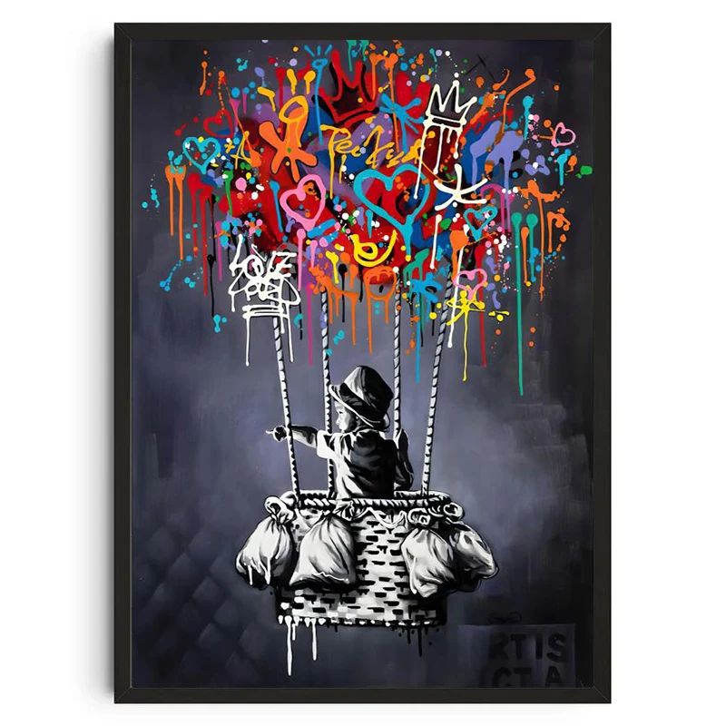 Banksy Inspired Graffiti Canvas Wall Art Modern Street Art Poster For Living Room Decor 18