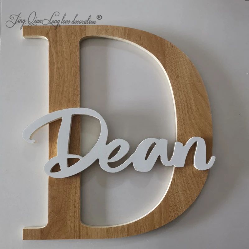 Custom Wooden Name Sign Script Font Nursery Wall Letters For Kids Room Decor 3
