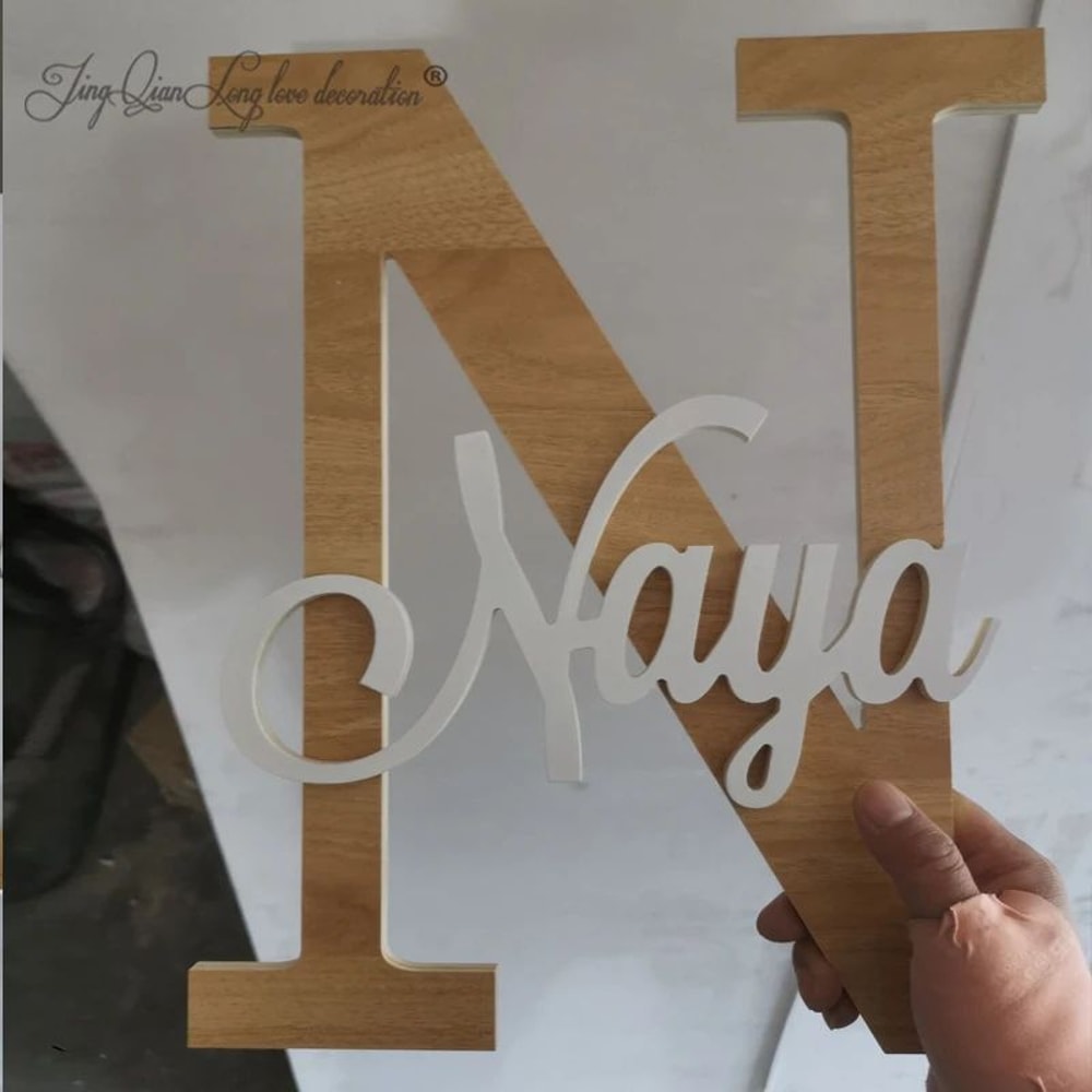 Custom Wooden Name Sign Script Font Nursery Wall Letters For Kids Room Decor 4