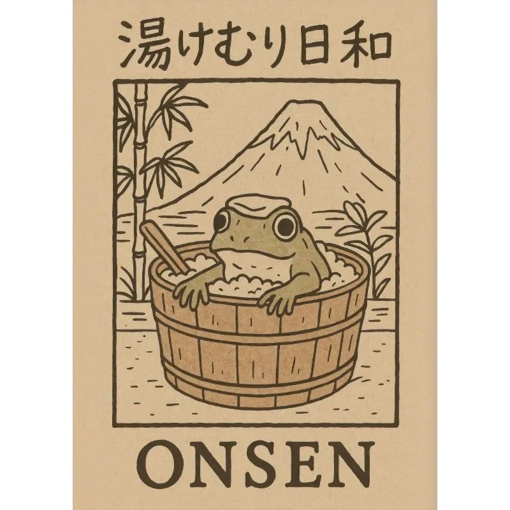 Retro Japanese Frog Bath Canvas Wall Art Funny Sushi Animal Poster For Bathroom Decor 11