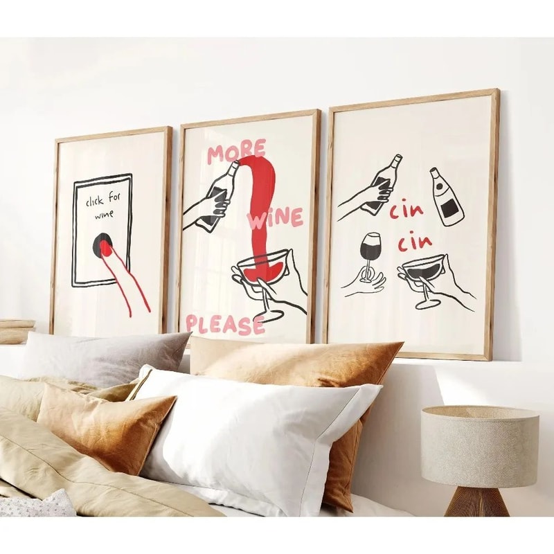 Cin Cin Cheers Cocktail Wall Art Set Italian Pasta Happy Hour Canvas Prints 9
