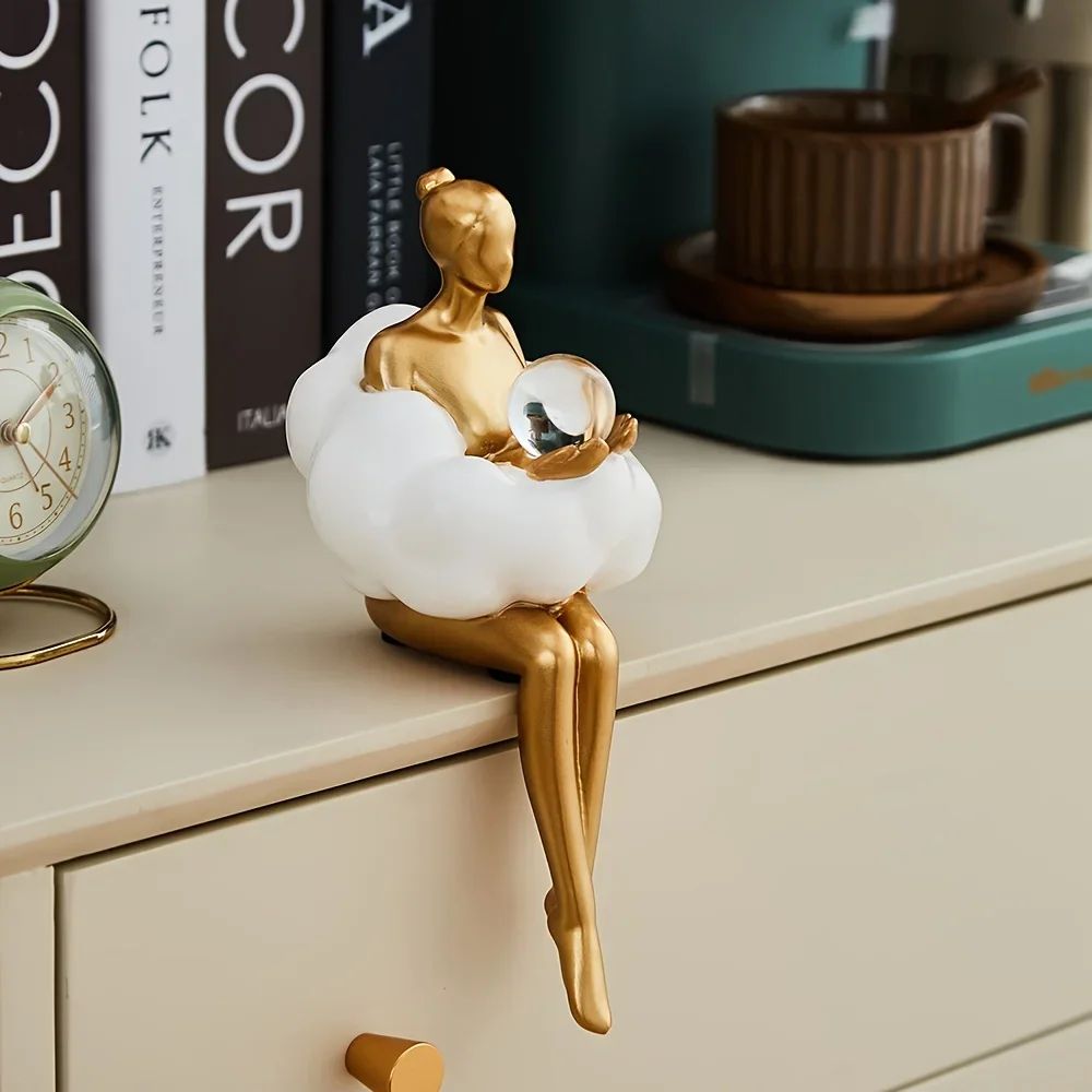 Cloud Girl Abstract Sculpture Modern Resin Art Figurine For Luxury Home Decor 4